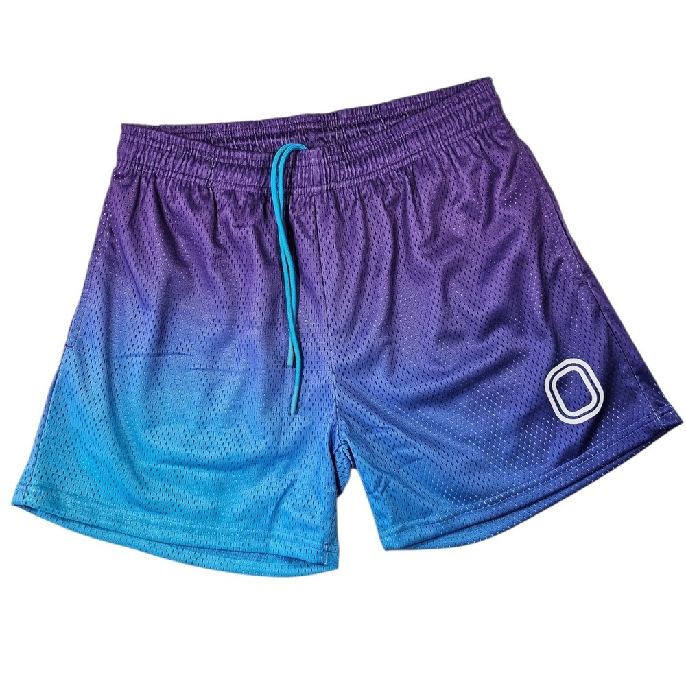 Men's Purple and Blue Gradient Athletic Shorts with Drawstring